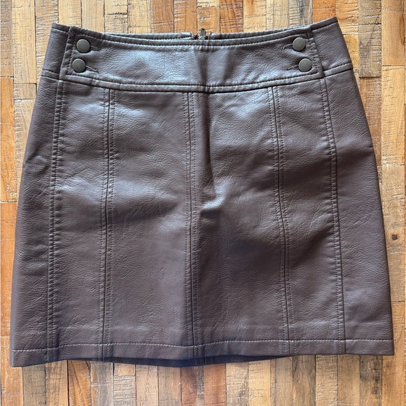 Free People Dresses & Skirts - Free People Dark Brown Faux Leather Mini Skirt